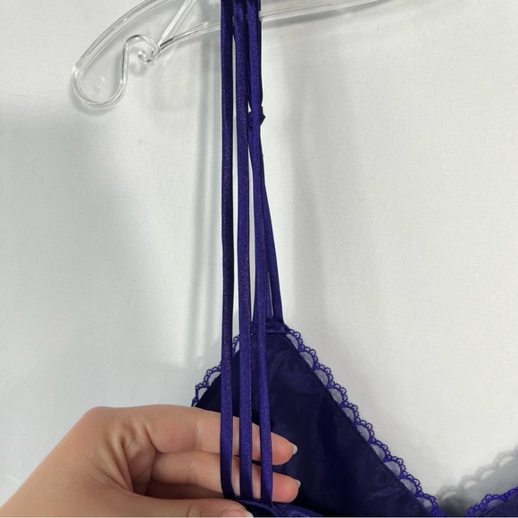 Victoria’s Secret Gold Label 90s Vintage Purple Lace Cropped Tank Top Medium M - Picture 4 of 5